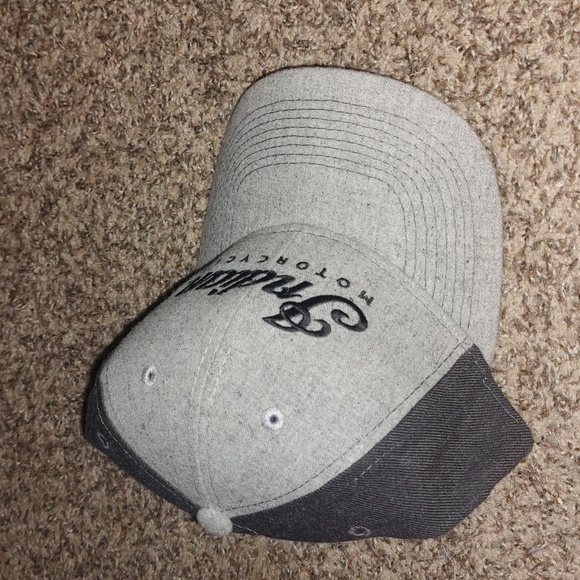 Indian Motorcycle Script Logo Gray Flat Bill Trucker Hat Cap - Picture 6 of 9
